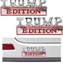 2 Pack Trump Edition Car Emblem, 3D Sticker Decal, Cool Badge Decoration for Auto Fender Bumper, Universal Car Accessories (Silver&Red)