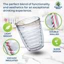 12oz Insulated Tumblers Plastic - Great for Iced Coffee & Hot Drinks, 4 pack Clear Double Wall Insulated Drinking Glasses Cups, BPA-Free, Reusable Cups, Camping, Travel, Kitchen, Party