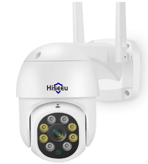 Hiseeu 3MP Security Camera Outdoor,WiFi Camera, Auto Tracking&Light Alarm Floodlight & Color Night Vision,TwoWay Audio, Plugin Cable,Compatible Wireless System