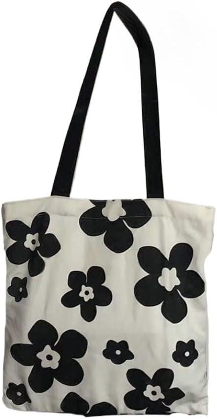Medium Tote Canvas Shouler Bag with Top Zipper, Reusable Print Shoulder Bag, Mujer Daily Handbag Purse for Shopping