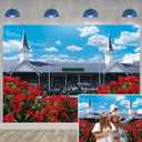 Rose Garden Racecourse Photography Background Run for The Roses Banner for Horse Racing Themed Celebratory Party Decorations Supplies (120x96 inch (10x8FT))
