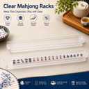 DeerIsle Mahjong Racks Set with Pushers and Carrying Bag, Portable Bamboo Tile Holder Stand for Mahjong Game, 4-Player Complete Accessory Kit