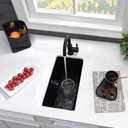 12 Inch Black Bar Sink Undermount-VASOYO 12x16 Rv Sink Kitchen Bar Sinks Black Quartz Composite Oudoor Single Bowl Deep Kitchen Sinks with Bottom Grid, 12"x16"x10"