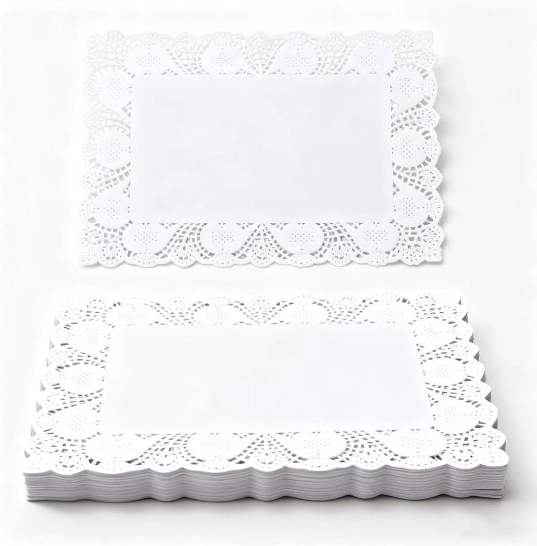 Paper Placemats - 15.5 x 11.7 in,White, 150-Pack - Disposable Lace Doilies for Wedding Tables & Parties