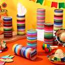 18 Pack Mexican Tissue Box Cover Bulk Colorful Stripes Car Tissue Holder Round Travel Tissues Boxes Taco Tuesday Decorations for Car Cup Holder Bathroom Living Room(Mexican)