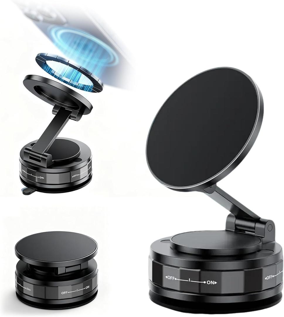 Magnetic Phone Holders for Your Car,360Adjustable Car Mount,Vacuum Suction Cup Phone Mount (Black- Disc)