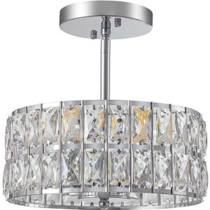 SeeU Modern Semi Flush Mount Ceiling Light Fixture Chrome Crystal Chandelier 4 Heads Chrome Crystal Celing Chandelier