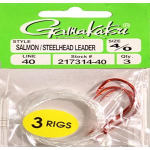 Gamakatsu 217314-40 Salmon/Steelhead Leader Hook (3 Pcs), Size 4/0-40, Red 2 Pack