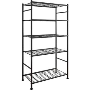 Storage Shelves - 5 Tier Shelf Organizer, Heavy Duty Garage Shelving Unit with Leveling Feet, Stable Metal Shelves Organizer for Pantry, Kitchen and Closet, 33.0" W x 12.6" D x 72.0" H, Black (33.0W12.6D72.0H(5T))