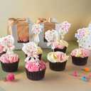 Ephlyn 36Pcs Floral Cupcake Toppers Baby in Bloom Baby Shower Cake Decorations Wildflower Baby Shower Decorations Flower Birthday Cupcake Toppers for Wildflower Birthday Party Decorations