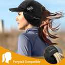 EZPACE Womens Winter Running Hat with Ponytail Hole & Fold-Down Ear Warmers, Reflective Cap for Cold Weather Runs (Black)