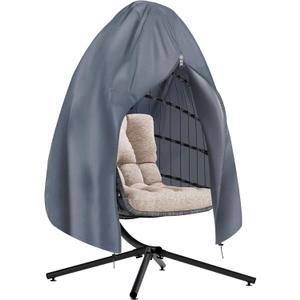 UpgradedRICHIE 75x45 Patio Egg Chair Covers Waterproof & UV Resistant, Heavy-Duty Zippered Cover for Outdoor Egg Swing Chairs, Hanging Chairs, All-Weather Protection for Garden, Balcony - Grey (Single Seat, Gray)