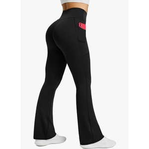 Womens Flared Yoga Pants with Pockets, High Waisted Flare Leggings Bell Bottom Bootcut Yoga Dress Pants Size M
