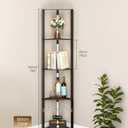 63.4” Display Shelf with Light, Modern Corner Floor Lampe with Shelves, LED Dimmable Standing Lamp with Remote for Living Room, Bedroom, Office, Adjustable CCT, Black Triangle B55LD05