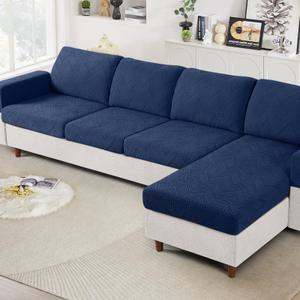 Ruaozz Couch Cushion Covers for Sectional Sofa Stretch Seat Cushion Covers Washable Sofa Slipcovers for L Shaped Soft Furniture Protector Pet Friendly (1 PC Chaise Cover, Dark Blue)