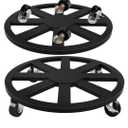 2 Pack Plant Caddy with Wheels, 12'' Heavy Duty Rolling Plant Stand with 360° Wheels Metal Plant Rollers Plant Dolly with Lockable Caster for Outdoor Indoor Plant Flower Pots Hold Up 400 LBS