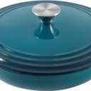 Braiser Enameled Cast Iron Braiser 2.25 qt Braiser Pan with Lid DarkCyan Shallow Cast Iron Casserole Braiser Pan with Handels
