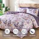 Anibedding 7Pieces Queen Comforter Set, Purple Botanical Bed in a Bag Complete Set with Sheet Pillowcase for Bedroom All Season
