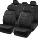 Skechers Memory Foam Car Seat Covers,Slip-ins Lycra Thick Seat Covers, Seat Cover Full Sets, Airbag Compatible, Automotive Comfort Protection for Most Cars,Trucks, SUVs,Black And Brown