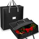 SATINIOR 4 Pack Christmas Wreath Storage Container Card Slot Durable Handles and Double Zipper Storage Container Large Square Gift Bag Organizer for Holiday Xmas Garland Decoration (Oxford,24 Inches)