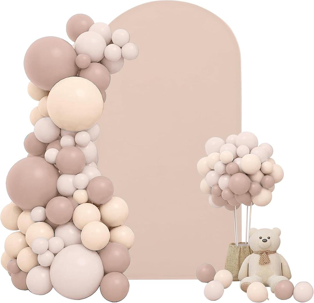 6FT Wedding Arch Cover Stretchy Fitted Arch Cover Round Top Stand Covers Double-Side Chiara Cover Backdrop Cover for Wedding Birthday Party Ceremony Baby Shower Decoration(Nude)