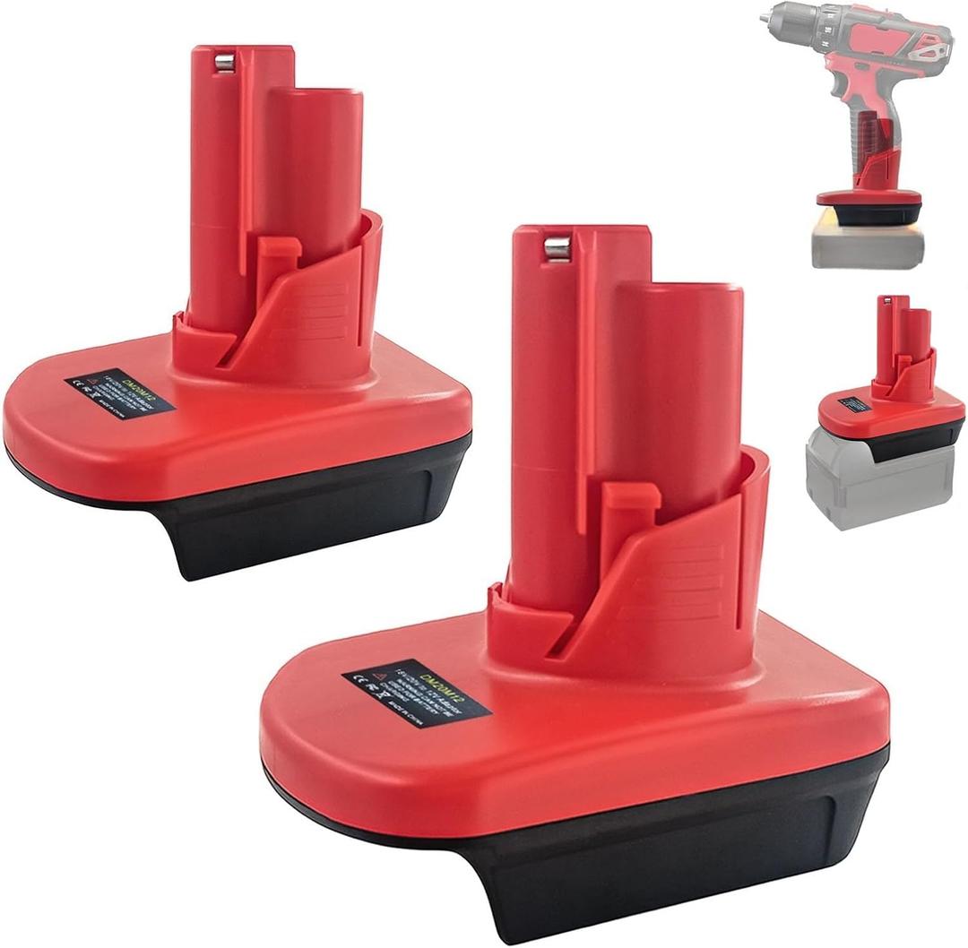 2 Pack for Milwaukee M-18 to M-12 Battery Adapter, DM20M12 for Milwauke 18V to 12V Converter, Convert for Dewalt 20V to 12V Power Tools