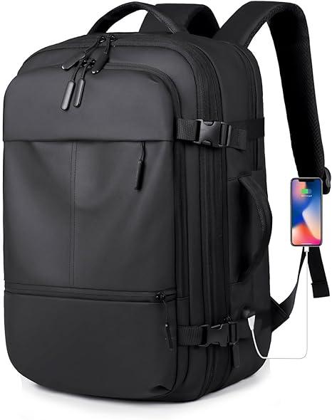 Carry on Travel Backpack for Airplanes, 40L Suitcase Backpack Luggage Business Work Weekender Bag, TSA Laptop Backpack Flight Approved, Expandable Black Travel Backpack for Men Women