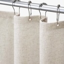 Awellife Shower Curtain Linen Textured Boho Farmhouse Shower Curtains(Beige, 87" L x 72" W)