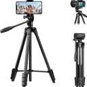 K&F CONCEPT 60'' Portable Travel Tripod, 1.34 lbs Ultra Lightweight with Remote and Cellphone Holder, 360 Panorama, Cold Shoe Interface, Portable for Travel - B174A1