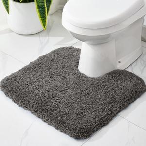 Disolla Toilet Mat 22x24 - Non Slip Fluffy U-Shaped Contour Rug, Ultra-Soft Plush Toilet Floor Mat, Absorbent & Machine Washable, Dark Grey