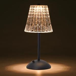 Nusogon Cordless Touch Table Lamp, 3500mAh LED Rechargeable Small Dask Lamp, 3 Colors Dimmable Battery Operated Crysta Lamp for Bedroom Restaurant Kitchen Home Decor, Black