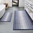 BSICPRO Bathroom Rugs and Mats Sets, 2 Piece Thick Absorbent Chenille Bath Mat Rug Set Non Slip, Soft Shaggy Bath Room Floor Mats for Bathroom, Machine Washable (20" x 60" Plus 20" x 32", Blue)