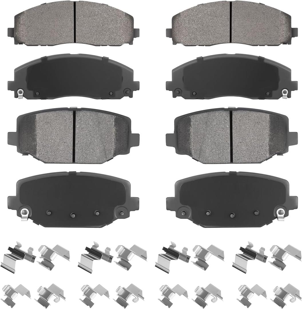 Front & Rear Semi-Metal Brake Pads Set for Chrysler Town & Country 2012-2016, for Dodge Grand Caravan 2012-2020, Journey 2012-2020, for Routan 2012 & 2014 (Only fit with Dual Piston Front Caliper)