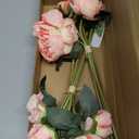 Pink Peonies Artificial Flowers 2 Bouquets Vintage Fake Peonies 14pcs Heads Silk Flowers with Stems for Wedding Decoration Bride Bouquet Faux Flowers Crafts Floral Arrangement (Pink)