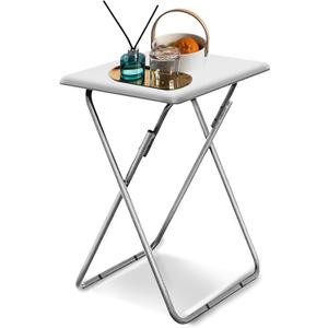 Garden 4 you Portable Folding TV Tray Table TV Dinner Tray with Sturdy MDF,No Assembly Required, 25in (White,1PC)