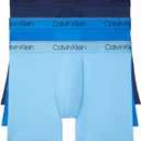 Calvin Klein Men's Micro Stretch 3-pack Boxer Brief (Medium, New Navy, Artesian Blue, Blue Paradise)