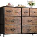 WLIVE Dresser for Bedroom with 8 Drawers, Wide Fabric Dresser for Storage and Organization, Bedroom Dressers, Chest of Drawers for Living Room, Closet, Entryway, Rustic Brown Wood Grain Print