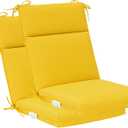 QILLOWAY Outdoor/Indoor High Back Chair Cushion,Replacement Deep Seat Cushions,All Weather Water Resistant/Fade Resistant Seat Pads with Ties,1 Count,Yellow (Foam High Back Chair Cushion-2counts)