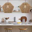 ELYONA 17 Woven Pendant Light, Modern Boho Chandelier Handwoven Rattan Basket Shade, Rustic Pendant Light Fixtures Farmhouse Ceiling Hanging Lamp for Dining Room, Kitchen Bedroom, Entryway, Foyer