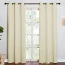 NICETOWN Long Curtains for Windows, Eyelet Top Room Darkening Panels/Drapes for Living Room (Beige, 2 Panels, W42 x L84 inches)