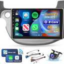 [8 CORE 6G+128G] Car Radio for Honda Fit 2008-2013 with Wireless Carplay/Android Auto, 10.1 Inch Android 13 IPS Touch Screen Car Stereo, Bluetooth, GPS Navi, WiFi, SWC, DSP + Backup Camera