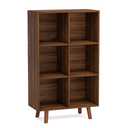 ELYUP 9-Cube Open Shelf Bookcase - 3-Tier Wooden Floor-Standing Bookshelf with Legs and Backpanel, Ideal for 11-inch Fabric Storage Bins and Miscellaneous Organizer, Walnut