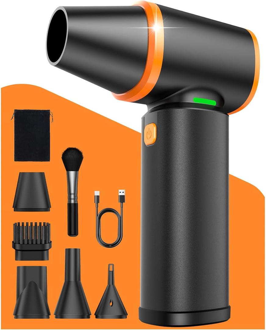 [Upgraded] Compressed Air Duster, 180000RPM High-Velocity Electric Air Duster with Stepless Speed Control, Rechargeable Portable Cordless Air Blower for Home, Car, Computer and Keyboard Cleaning