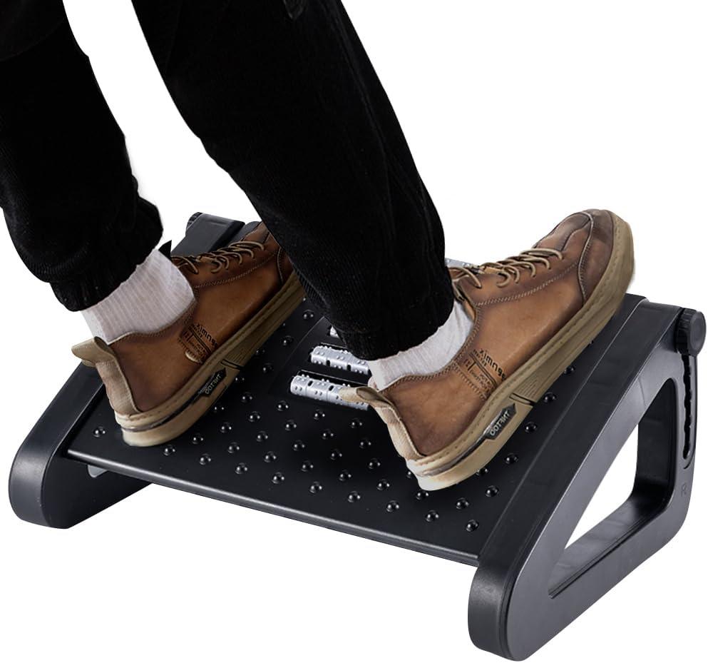 CasaZenith Foot Rest, Six Heights Adjustable Foot Rest for Under Desk at Work, Ergonomic Foots Stool for Under Office Desks, Under Desk Footrest with Foot Massage Roller, Chair Footrest for Leg Rests, 16.5 X 12.2 X 7.5 Inch