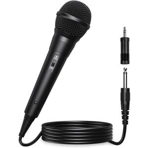 SUDOTACK Karaoke Microphone Wired Handheld: Dynamic Vocal Mic for PA System Speakers AMP with 9.84ft Cable and ON/Off Switch 1/4 Plug for Public Speaking