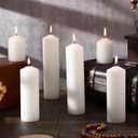 MTLEE 6 Pcs Pillar Candles 3 Set 2 in x 3, 6, 8 Inch Smokeless Dripless Unscented Pillar Candles Long Clean Burning Wax for Wedding Dinner Party Spa Emergency Ceremony Home Decor(White)