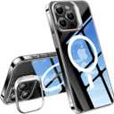TORRAS for iPhone 15 Pro Max Case, Compatible with MagSafe, Military-Grade Protection, Built-in Invisible Stand Magnetic Slim Hard Back Soft Edge Anti-Scratch, Clear