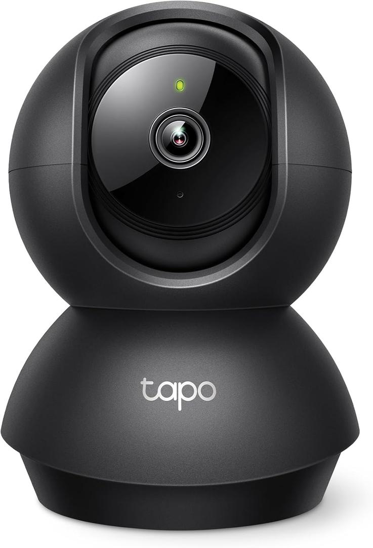 Tapo 1080P Indoor Pan/Tilt Wired Security Camera - Works as a Baby & Pet Monitor, Motion Detection, 2-Way Audio, Siren, Night Vision, Subscription-Free Local Storage or Optional Cloud, Black, C201