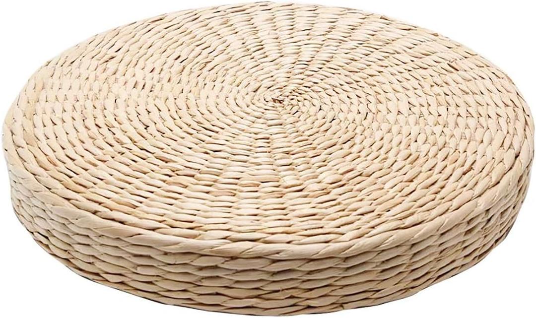 Emivery Woven Straw Cushion Tatami Floor Sitting Pillow Round Woven Yoga Mat for Home Dining Room Outdoor Garden Decor 15.7 inches