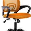 BestOffice Office Computer Chair Ergonomic Mesh Desk Chair with Lumbar Support Modern Executive Adjustable Stool Rolling Swivel for Back Pain (Orange) (1 Pcs)